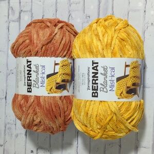 2 Brand New Skeins Bernat Blanket MIST-I-CAL Yarn Sunshine & Canyon